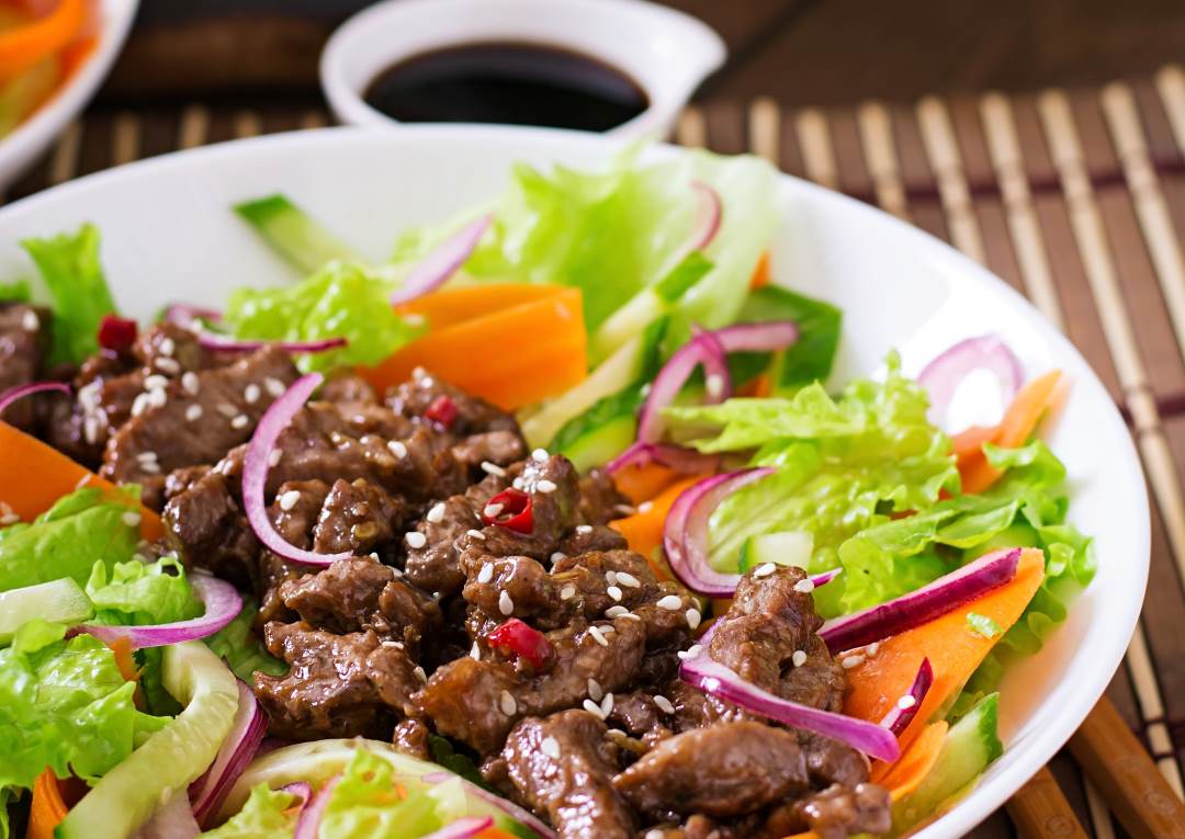 Salad with Beef teriyaki